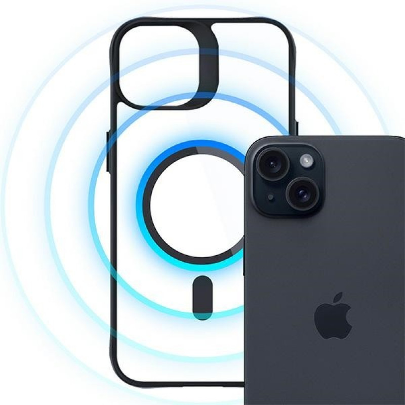 3MK Satin Armor MagCase with MagSafe for Apple iPhone 15, Clear with Black Frame