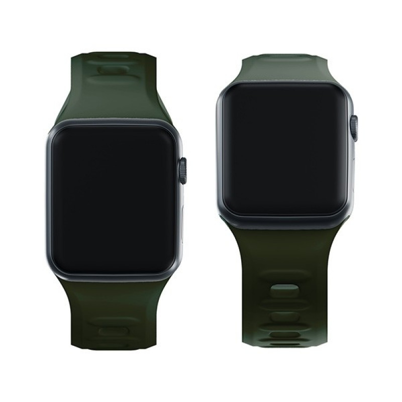 3mk Silicone Watch Strap for Apple Watch 42/44/45/49 mm, dark green
