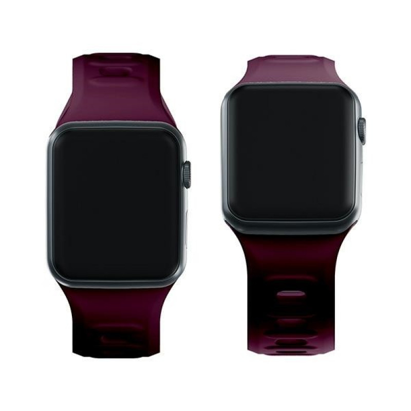 3mk Silicone Watch Strap for Apple Watch 42/44/45/49 mm, mulberry / burgundy