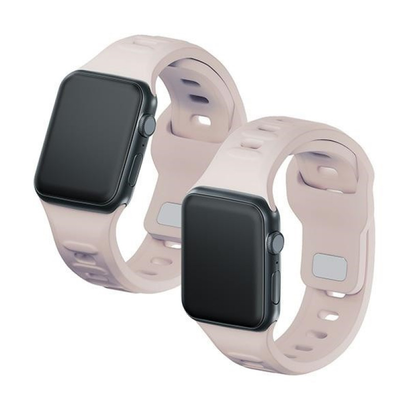 3mk Silicone Watch Strap for Apple Watch 42/44/45/49 mm, pink-beige / latte