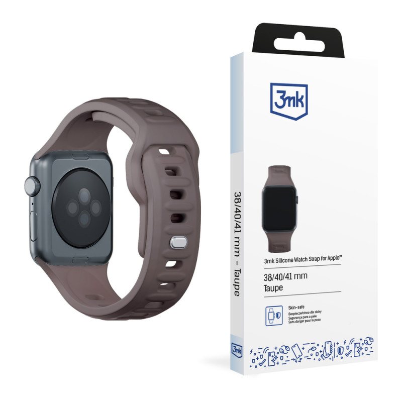 3mk Silicone Watch Strap for Apple Watch 42/44/45/49 mm, taupe