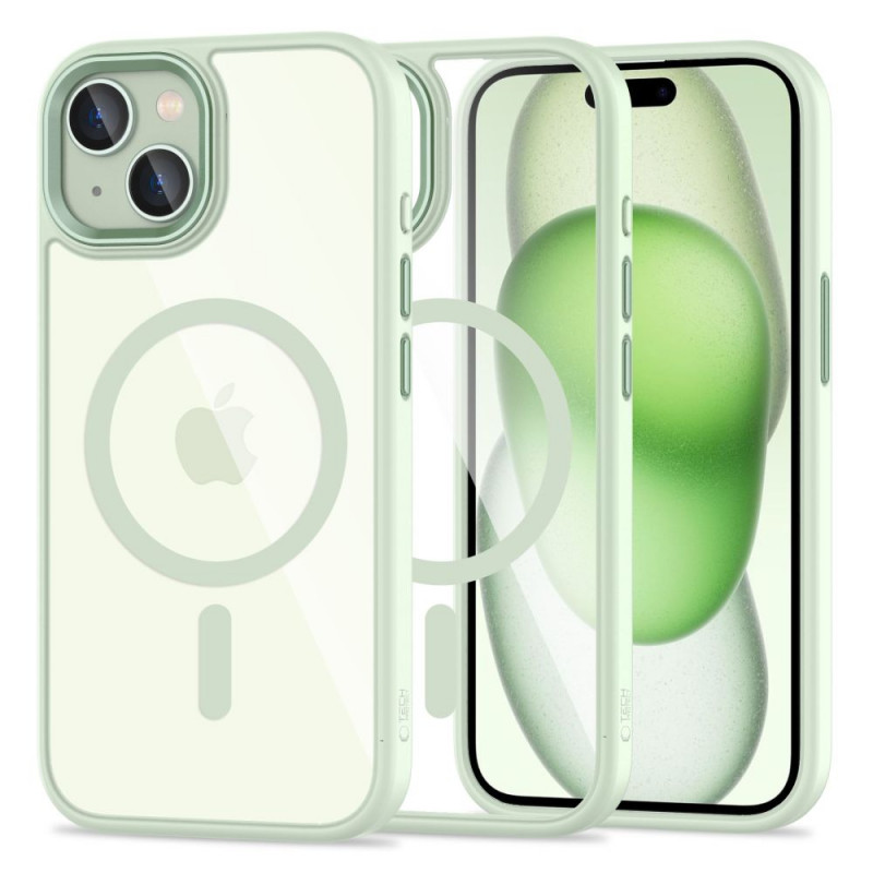 Tech-Protect MagMat MagSafe Apple iPhone 15 case, Green/Clear