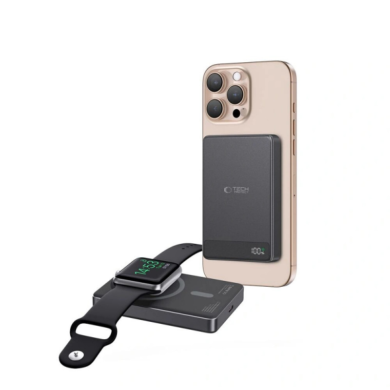 Tech-Protect PB33 LifeMag MagSafe power bank 5000 mAh, 15 W, Black