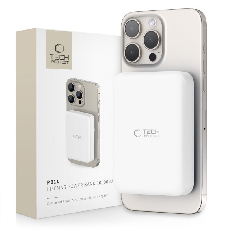 Tech-Protect PB11 LifeMag MagSafe power bank 10000 mAh, 15 W, White