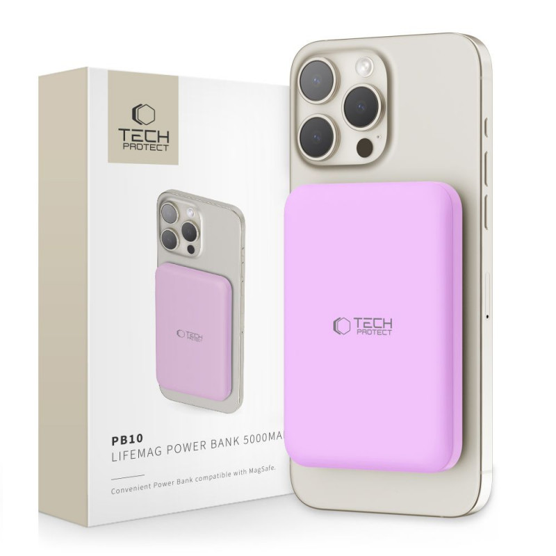 Tech-Protect PB10 LifeMag MagSafe power bank 5000 mAh, 15 W, Lilac