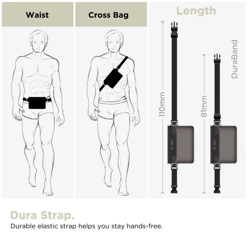 Tech-Protect UWP10 Universal Waterproof Pouch, Black/Clear