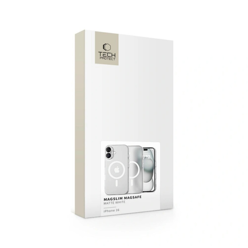 Tech-Protect MagSlim MagSafe Apple iPhone 16 case, Matte/White