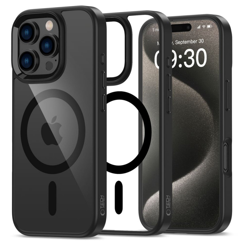 Tech-Protect MagMat MagSafe Apple iPhone 16 Pro case, Black/Clear