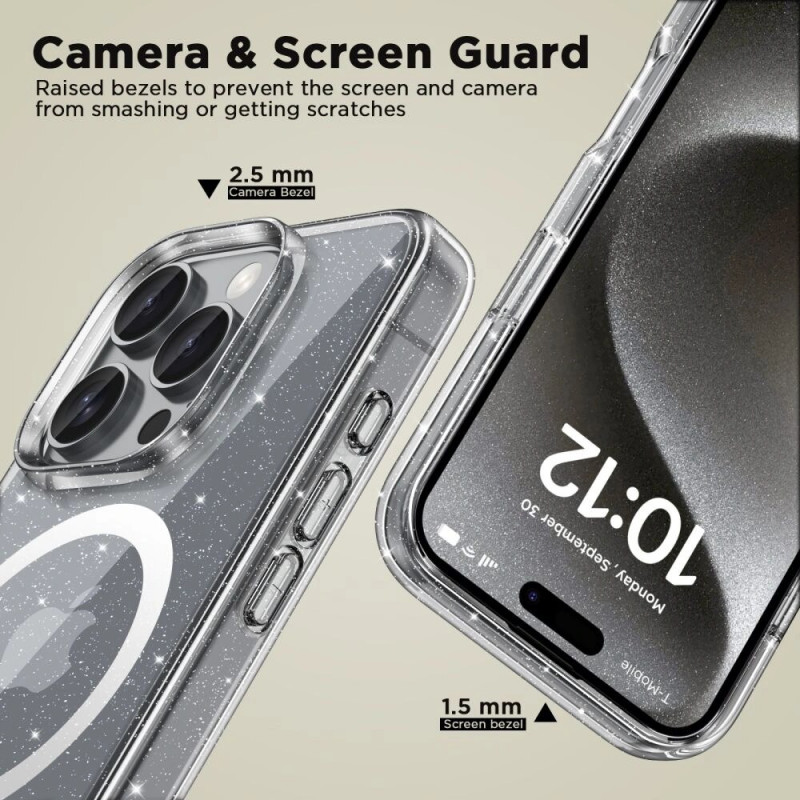 Tech-Protect Flexair Hybrid MagSafe Case for Apple iPhone 16 Pro, Glitter