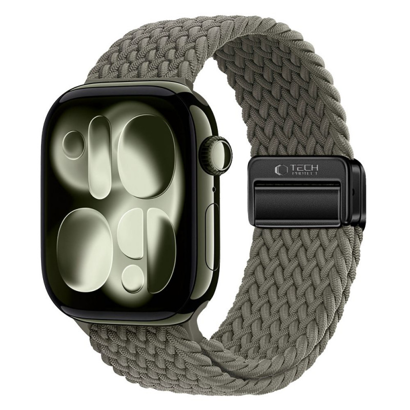 Tech-Protect Nylonmag Strap for Apple Watch 4/5/6/7/8/9/SE/Ultra 1/2, 42/44/45/49 mm, Olive Grey