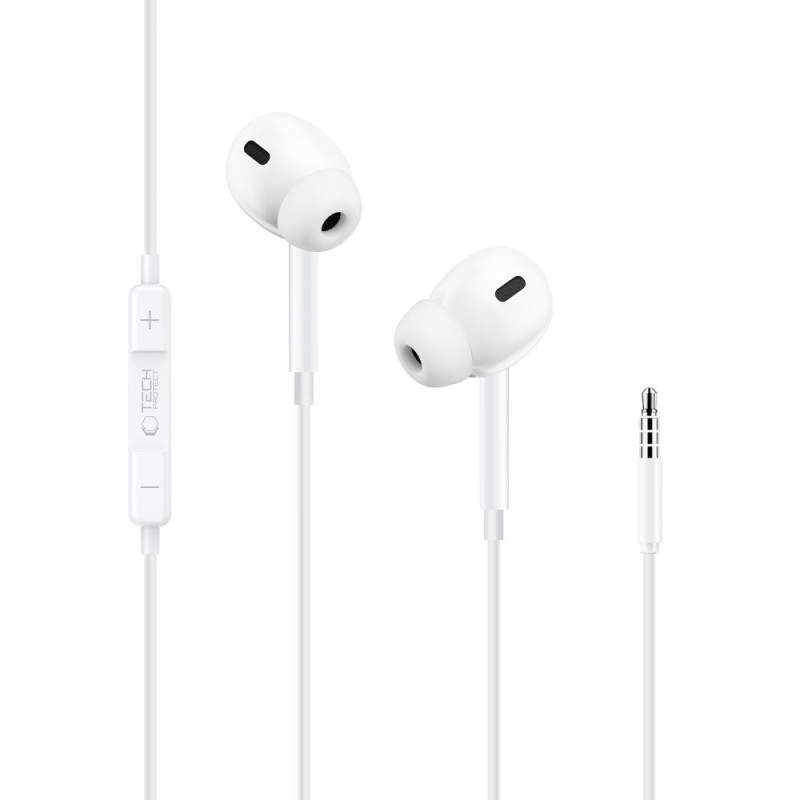 Tech-Protect Ultraboost Core G3 Mini Jack 3.5 mm Wired Earphones, White