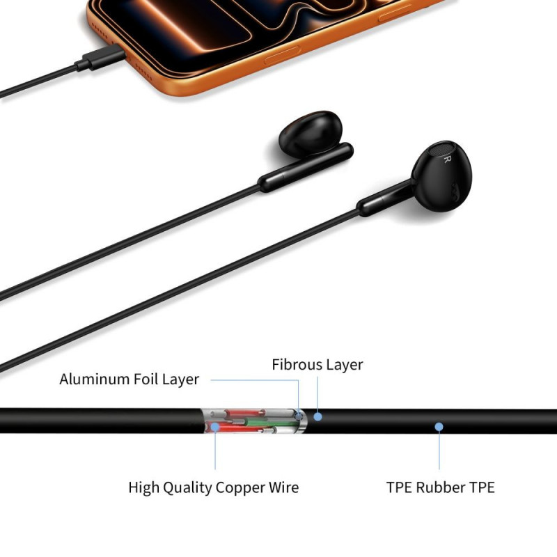Tech-Protect Ultraboost Core G4 Mini Jack 3.5 mm Wired Earphones, Black