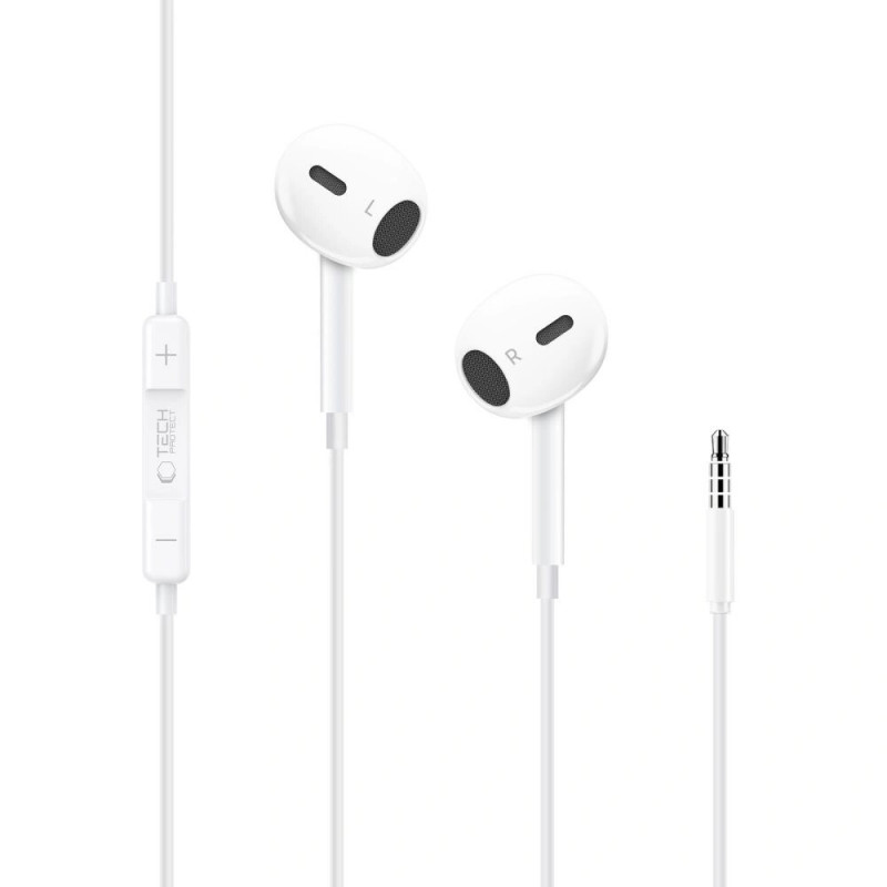 Tech-Protect Ultraboost Core G2 Mini Jack 3.5 mm Wired Earphones, White