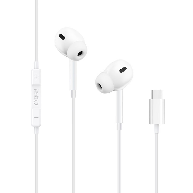 Tech-Protect Ultraboost Core G3 USB-C Wired Earphones, White