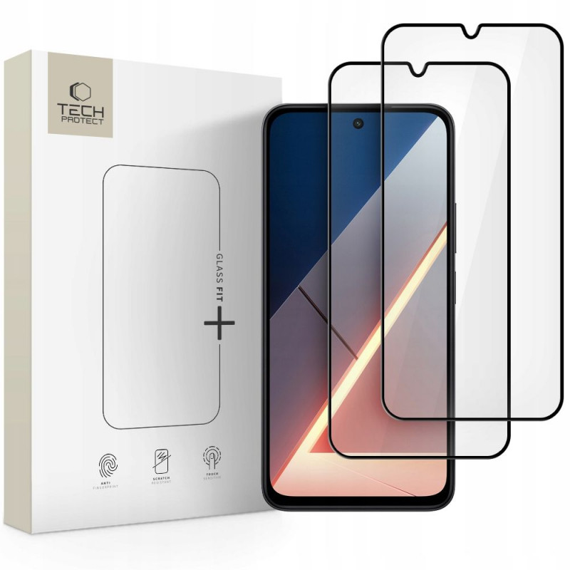 Tech-Protect Glass Fit+ Tempered Glass for Xiaomi Poco M7, Black (2 pcs)