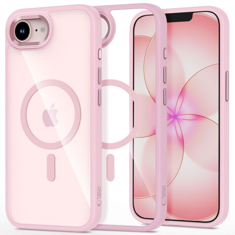 Tech-Protect Magmat MagSafe Case for Apple iPhone 16e / 17e, Soft Pink/clear