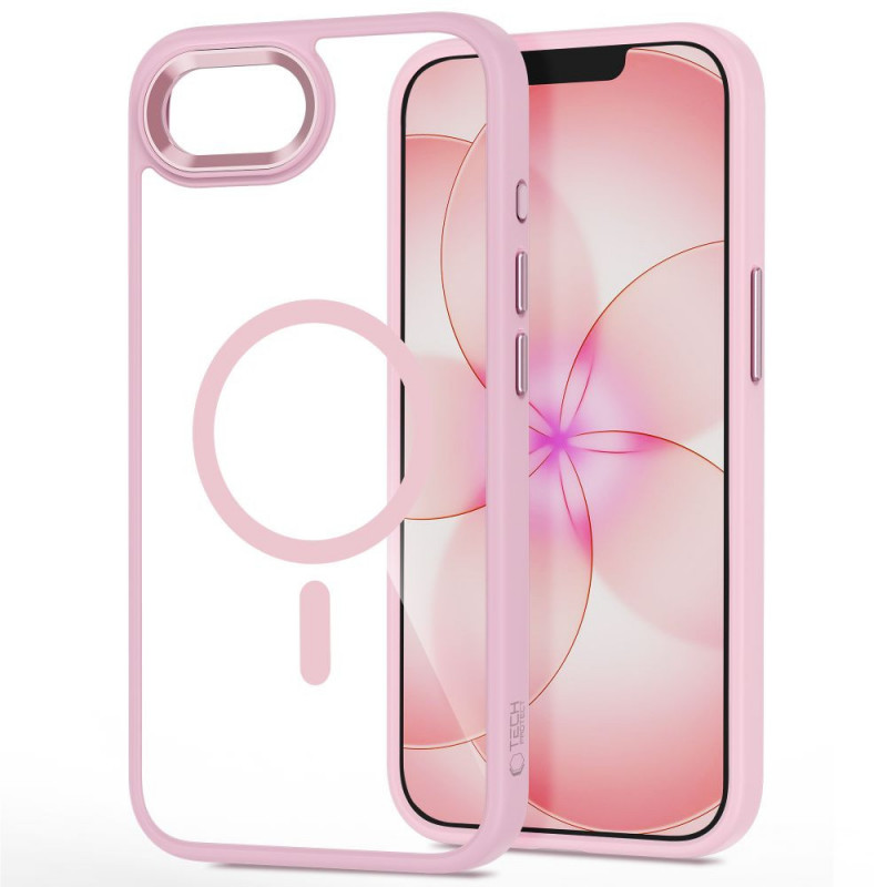 Tech-Protect Magmat MagSafe Case for Apple iPhone 16e / 17e, Soft Pink/clear