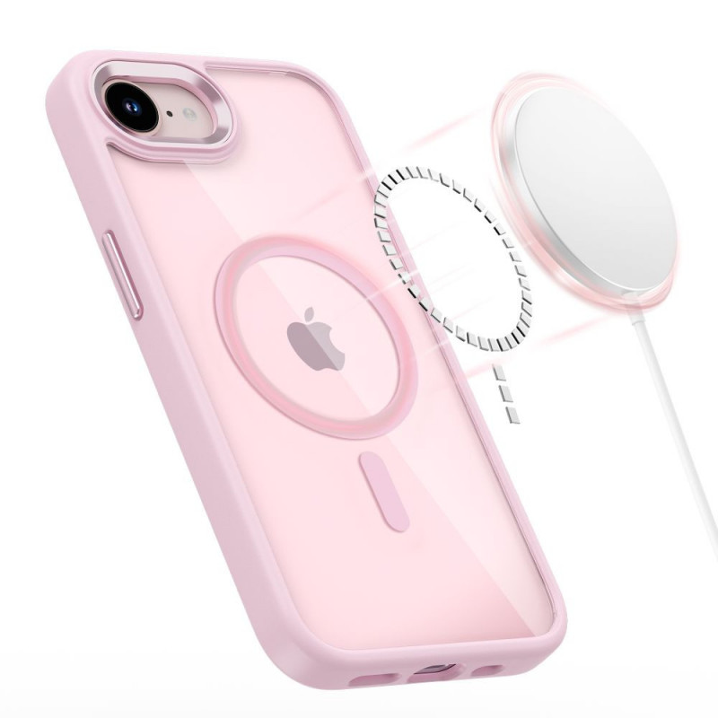 Tech-Protect Magmat MagSafe Case for Apple iPhone 16e / 17e, Soft Pink/clear