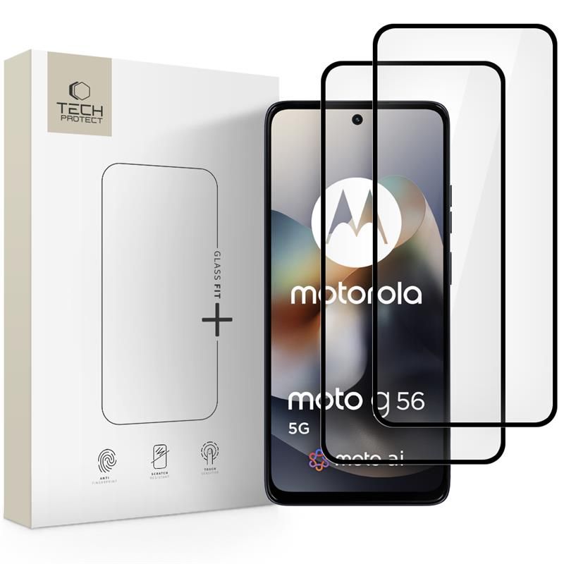 Tech-Protect Glass Fit+ Tempered Glass for Motorola Moto G56 5G (2 pcs), Black