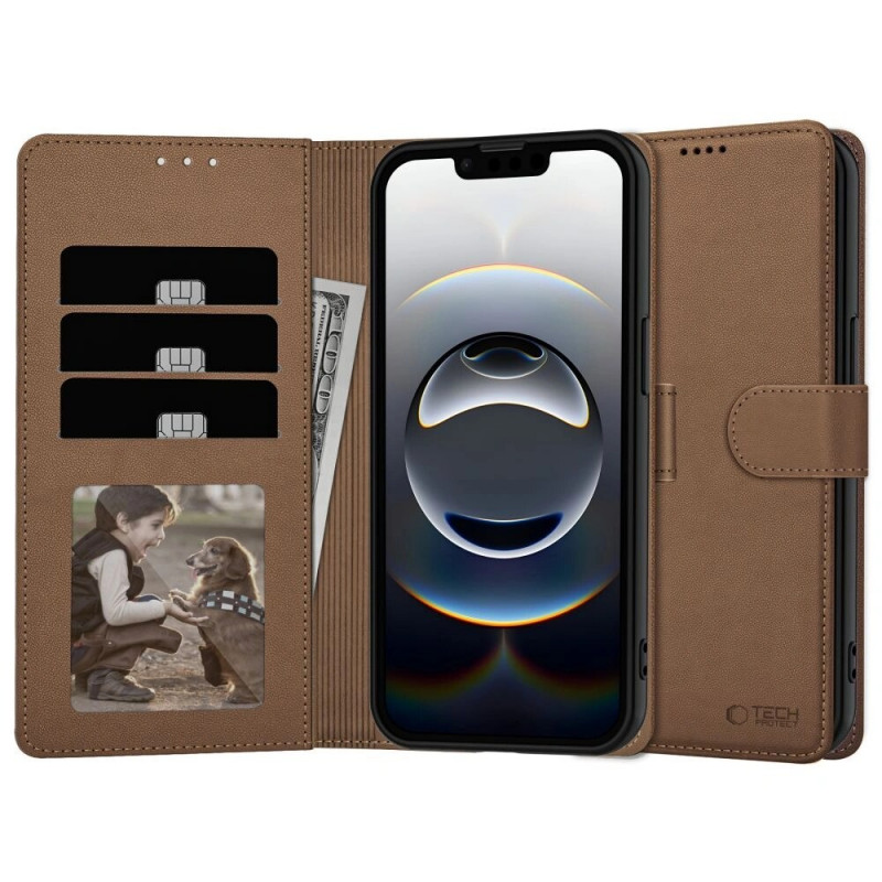 Tech-Protect Wallet Case for Apple iPhone 17e / 16e, Brown