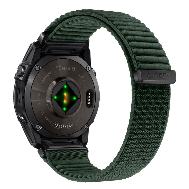 Tech-Protect NylonLoop Garmin Fenix 5X / 5X Plus / 6X / 6X Pro / 7X / 8 / 8 Pro / 9 / 9 Pro Watch Strap (51 mm), Military Green