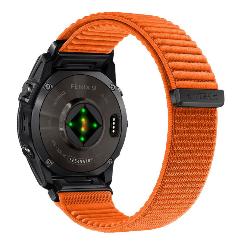 Tech-Protect NylonLoop Garmin Fenix 5X / 5X Plus / 6X / 6X Pro / 7X / 8 / 8 Pro / 9 / 9 Pro Watch Strap (51 mm), Signal Orange