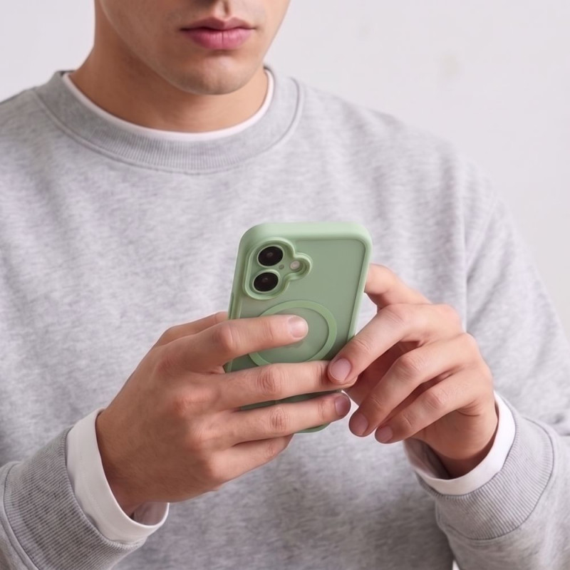 Tech-Protect MagPeak MagSafe CC Case for Apple iPhone 17, Matte Sage