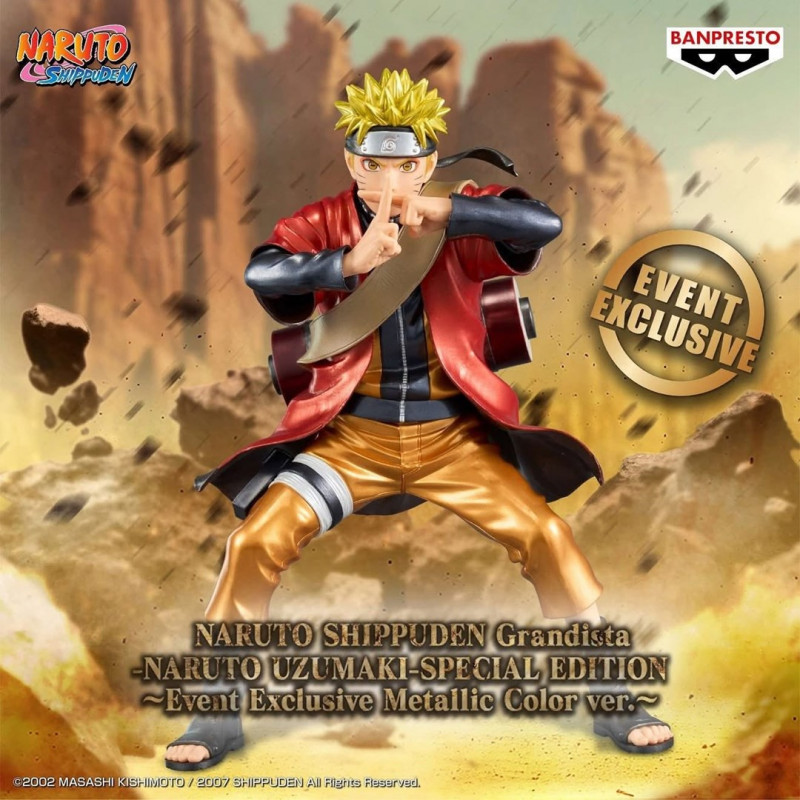 Bandai Banpresto Event Exclusive Grandista Naruto - Naruto Uzumaki Metallic Color, collectible figure