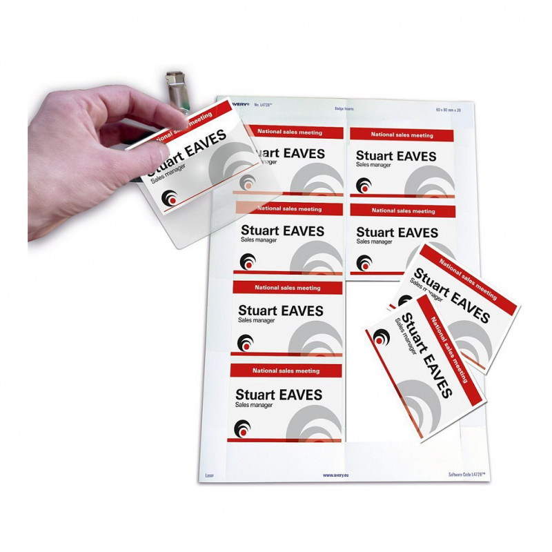 Avery Zweckform L4727-20 self-adhesive name badge labels, 90 x 54 mm, white