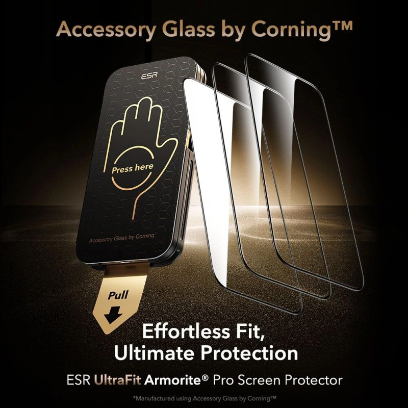 ESR UltraFit Armorite Pro Tempered Glass Screen Protector with Glass by Corning for Apple iPhone 17 Pro Max, ESR928