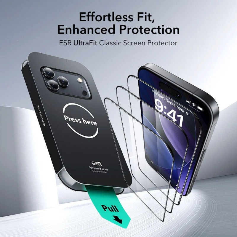 ESR UltraFit Tempered Glass Screen Protector for Apple iPhone 17 Pro Max / 18 Pro Max, ESR925, Clear (2 pcs)