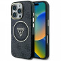 Guess GUHMP16LHG4PRTGK IML Metal Glitter 4G Circle Triangle MagSafe Case for Apple iPhone 16 Pro, black