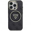 Guess GUHMP16LHG4PRTGK IML Metal Glitter 4G Circle Triangle MagSafe Case for Apple iPhone 16 Pro, black