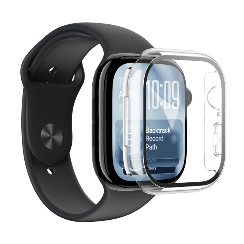 AmazingThing Radix FullGuard Glass Screen Protector with Case for Apple Watch Series 11 46 mm, Clear
