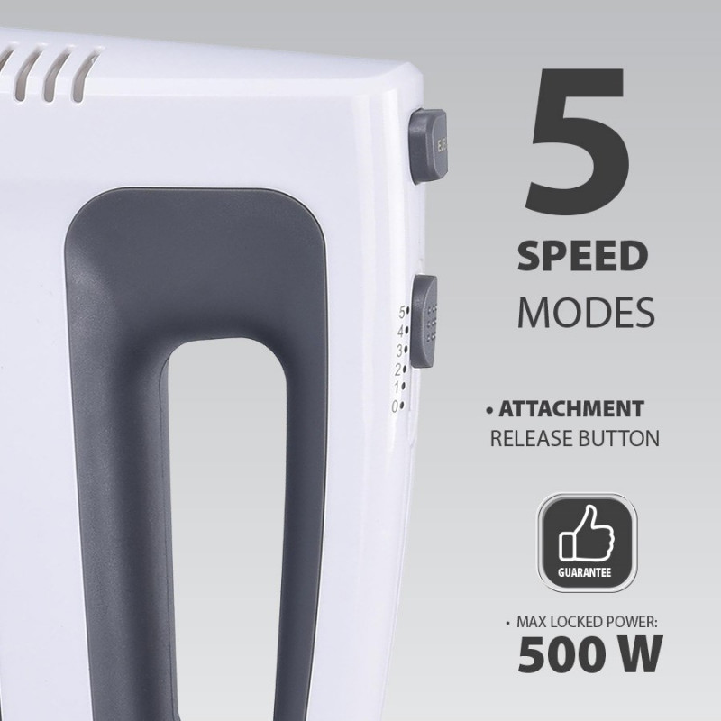 MAESTRO MR-502 Hand Mixer, 500 W, White/Black