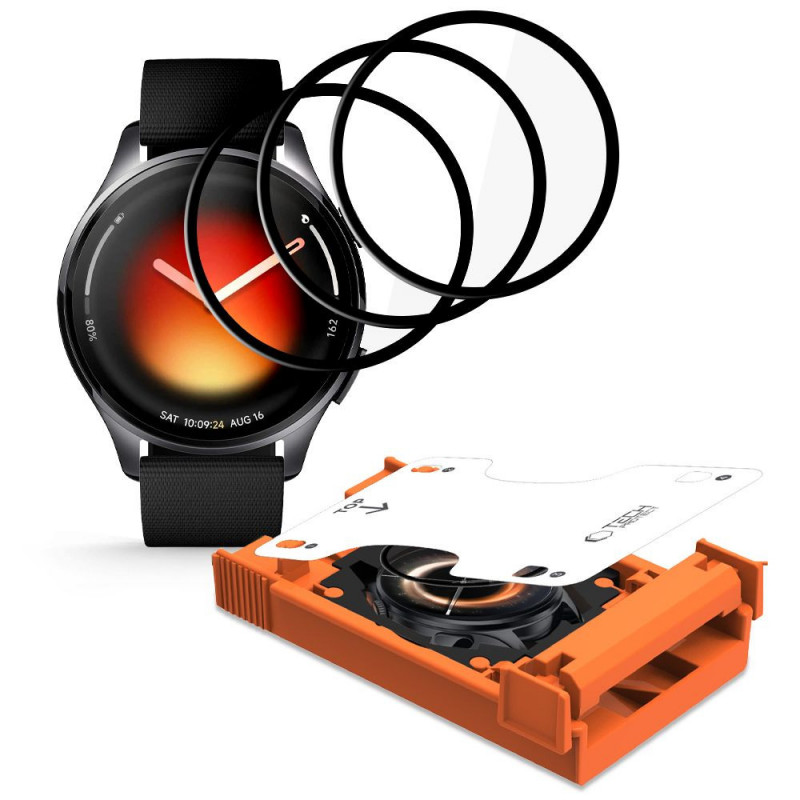 Tech-Protect Easy Set Flex+ Hybrid Glass for Xiaomi Watch 5 (3 pcs), Black