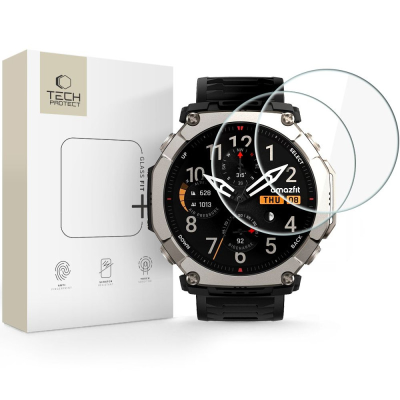 Tech-Protect Glass Fit+ Tempered Glass for Amazfit T-Rex Ultra 2 (2 pcs), Clear