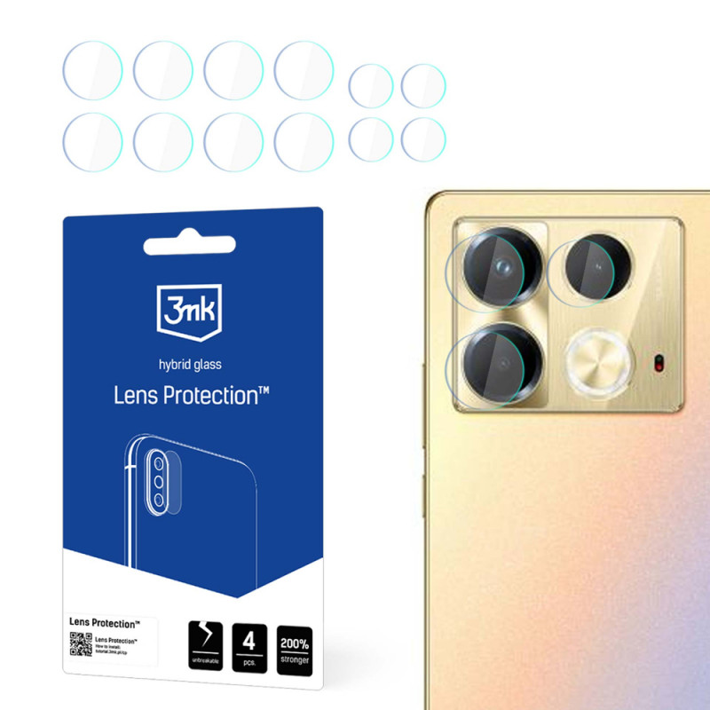 3MK Lens Protection hybrid glass camera lens protector for Infinix Note 40 (4 pcs), transparent