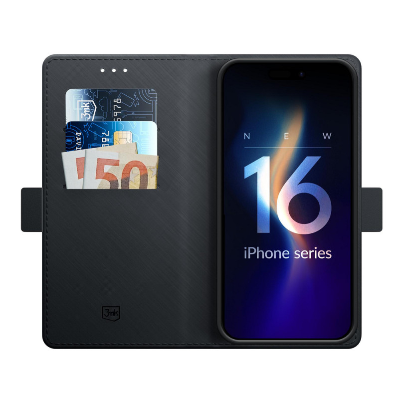 3MK Wallet Case for Apple iPhone 16 Pro Max, black