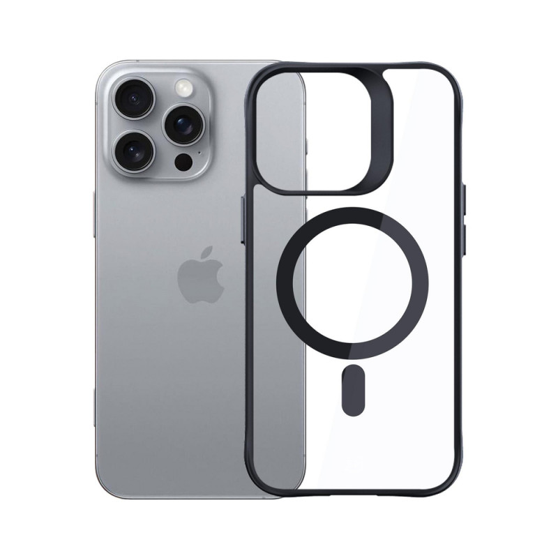 3mk Satin Armor MagCase with MagSafe for Apple iPhone 16 Pro Max (W-3SAMaCa-AiP16PM-0), Clear with Black Frame