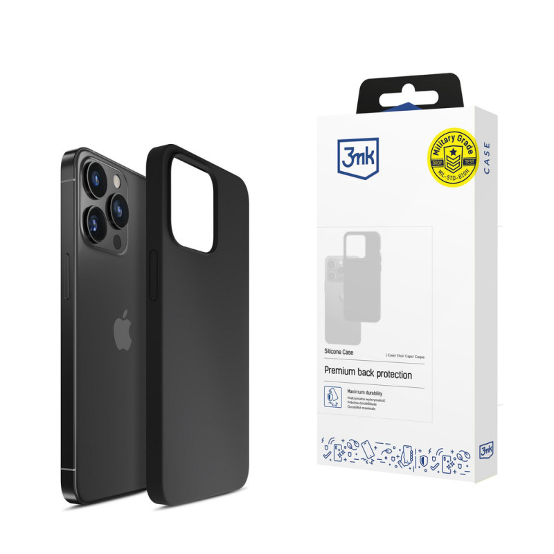 3mk Silicone Case for Apple iPhone 16 Pro, Black