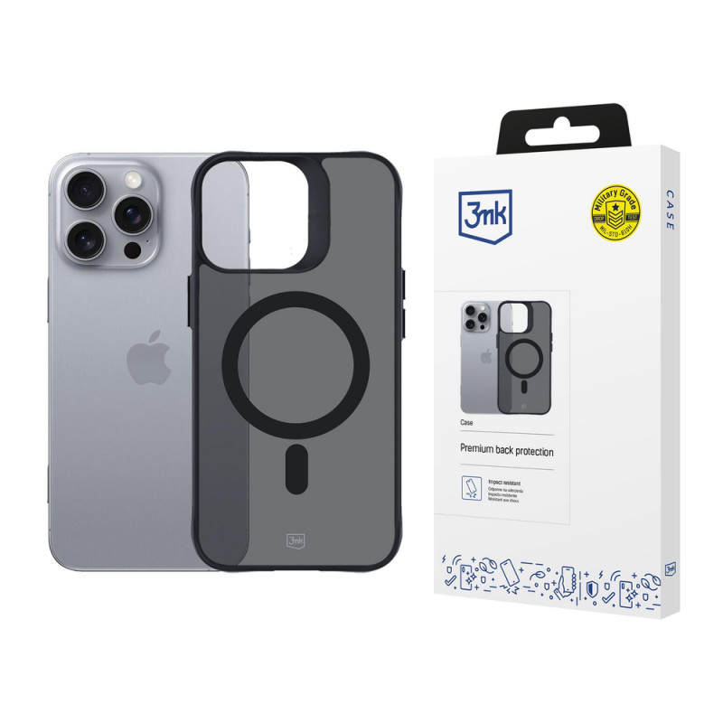 3mk Smoke MagCase with MagSafe for Apple iPhone 16 Pro Max (W-3SmoMaCa-AiP16PM-0), Semi-Transparent