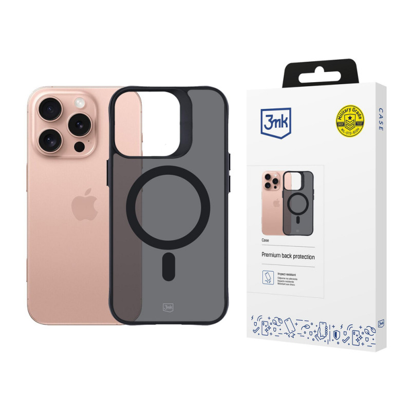 3mk Smoke MagCase with MagSafe for Apple iPhone 16 Pro, Semi-Transparent