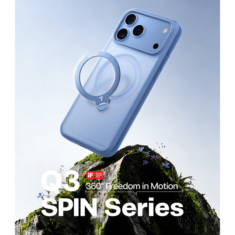 TORRAS Ostand Q3 Spin Case for Apple iPhone 18 Pro Max / 17 Pro Max, MagSafe, Blue