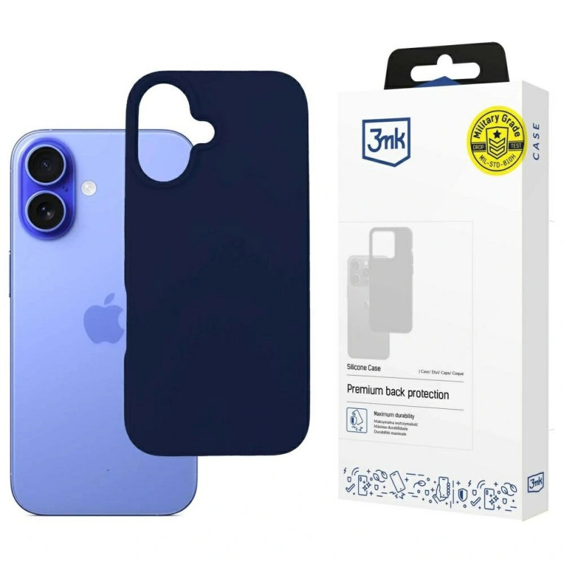 3MK Silicone Case for Apple iPhone 16 Plus, navy blue