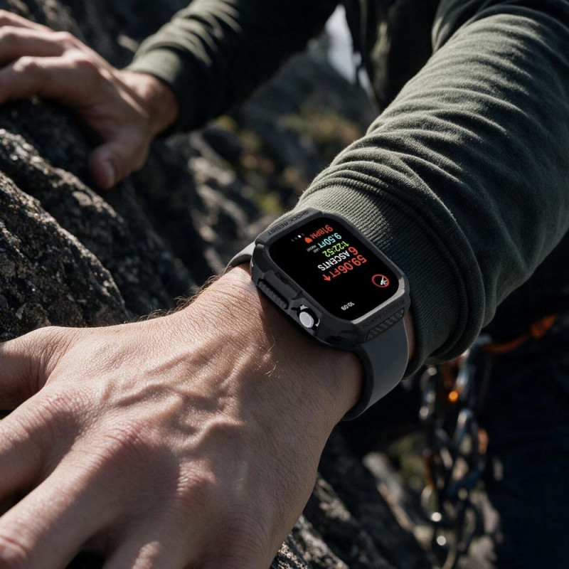 Spigen Rugged Armor ACS11886 Case for Apple Watch 12 46 mm, Matte Black