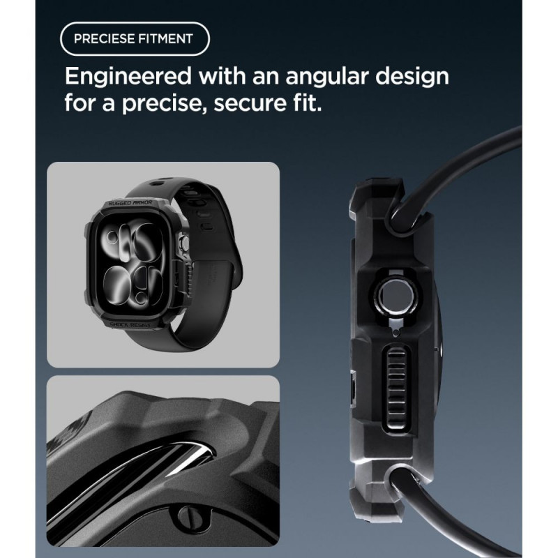 Spigen Rugged Armor ACS11886 Case for Apple Watch 12 46 mm, Matte Black