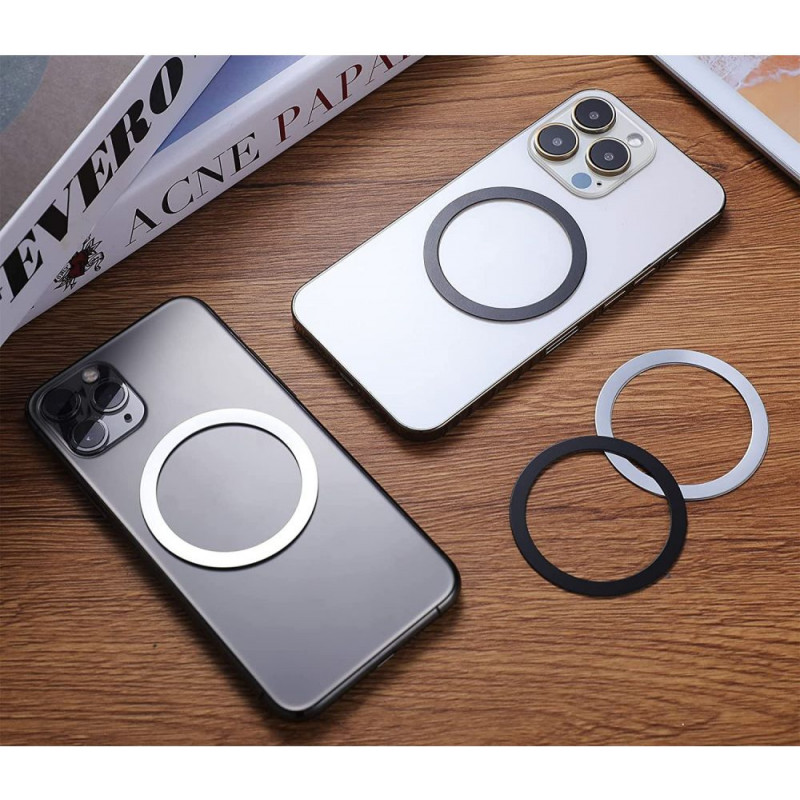 Tech-Protect MagMat MagSafe universal magnetic ring, black & silver (2 pcs)