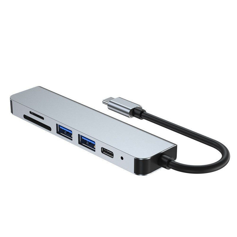 Tech-Protect V4 6-in-1 USB-C hub, grey