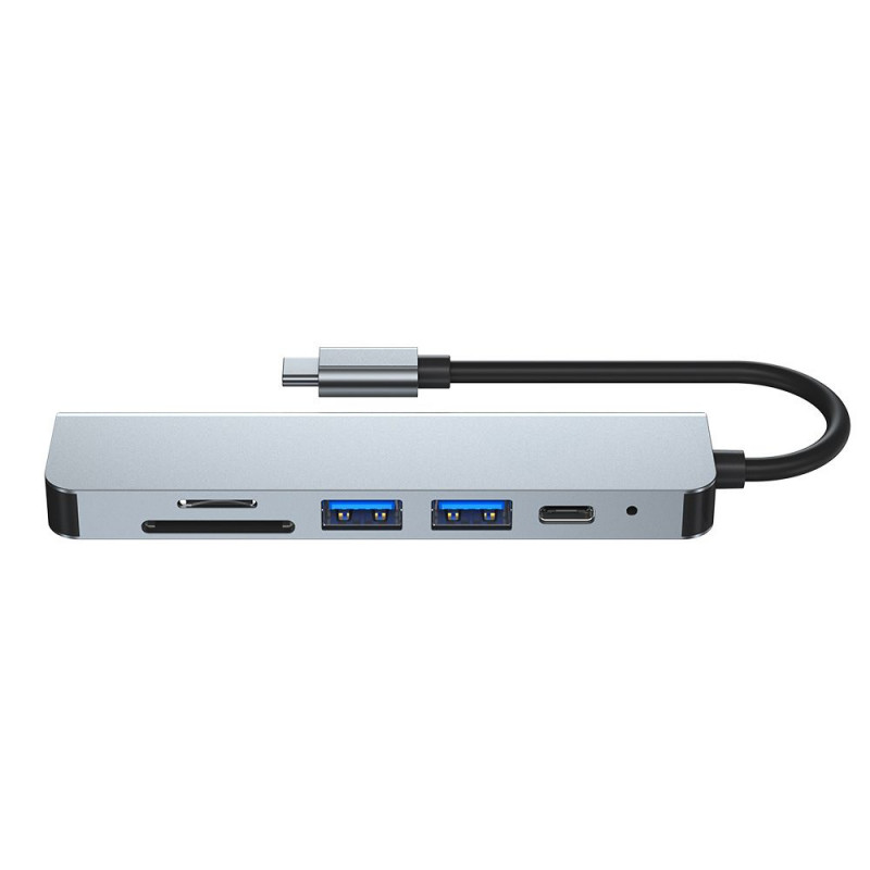 Tech-Protect V4 6-in-1 USB-C hub, grey